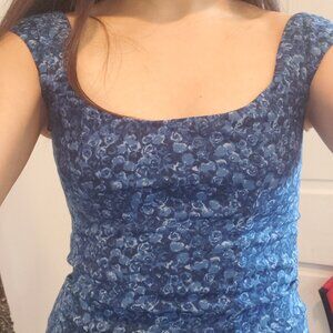 Reformation Navi Top Blue - Size 2 shrunken